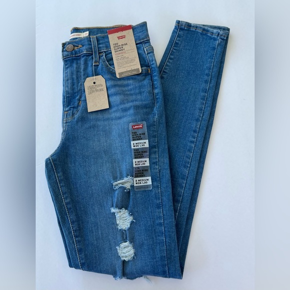 Levi's Women's 720 High Rise Super Skinny Jeans Blue Size W26-L30 NWT - Picture 5 of 6